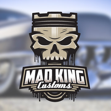 logo design mad king customs cars supercharger hot rom muscle v8 gasoline turbo